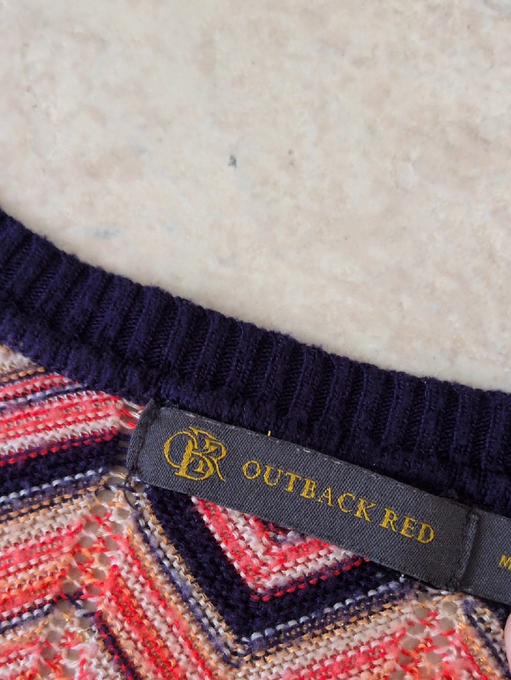 Outback Red Chevron Print Knit Top Sweater Size Medium - Picture 4 of 5